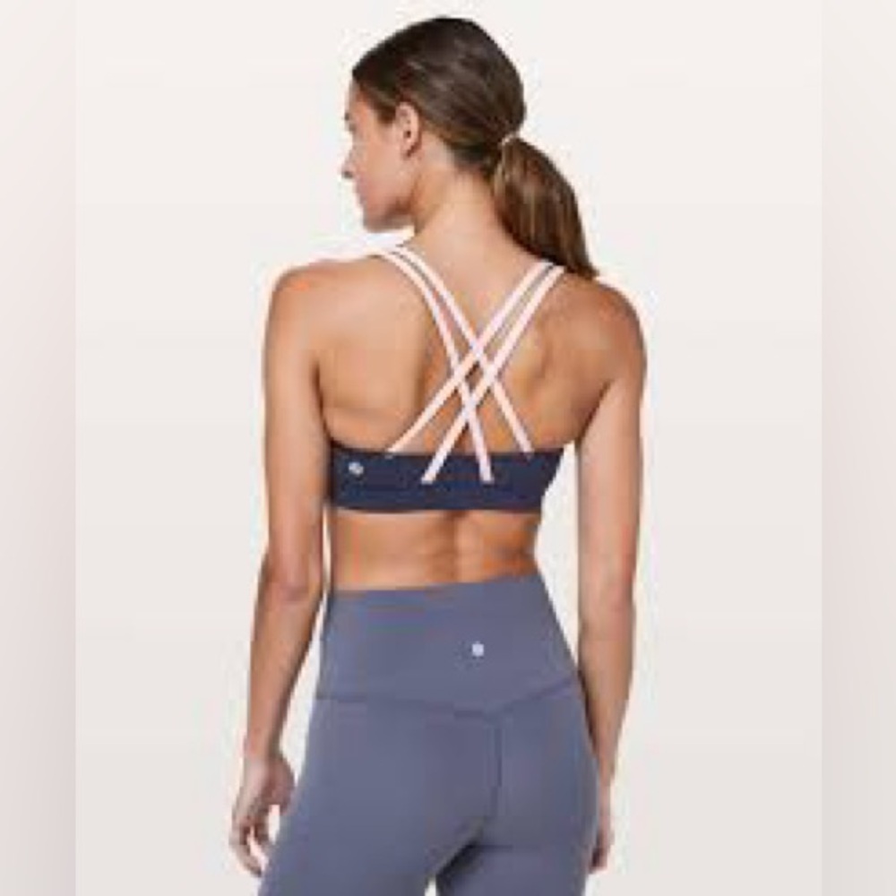 Lululemon Energy Bra Sz 6 in true navy/smoky blush